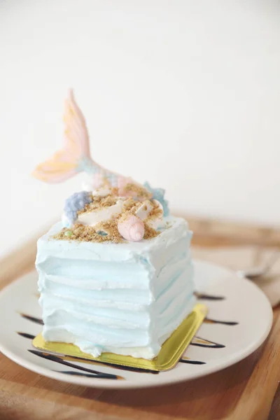 Fancy Mermaid Cake Wood Background — Stock Photo, Image