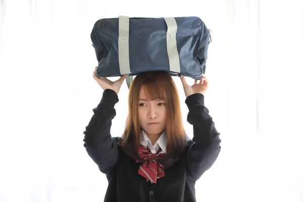 Porträt Japanische Schule Weißen Ton Bett Zimmer — Stockfoto