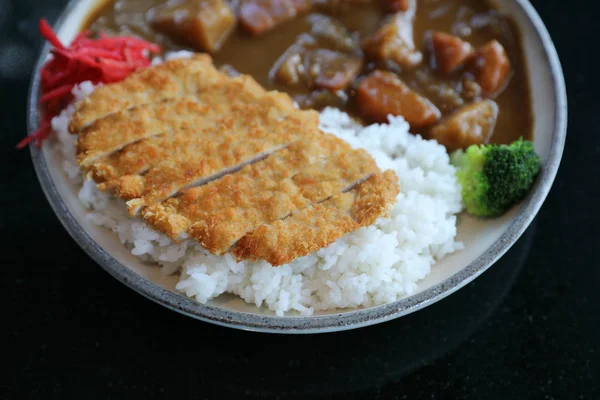 Arroz Caril Com Carne Porco Queimada Comida Japonesa — Fotografia de Stock