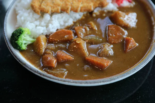 Arroz Caril Com Carne Porco Queimada Comida Japonesa — Fotografia de Stock