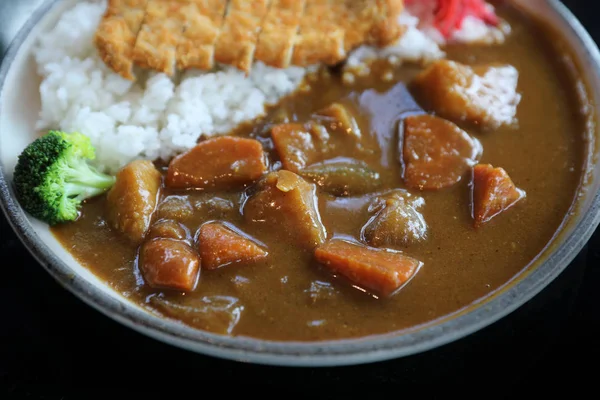 Riz Curry Avec Nourriture Japonaise Porc Cuite — Photo