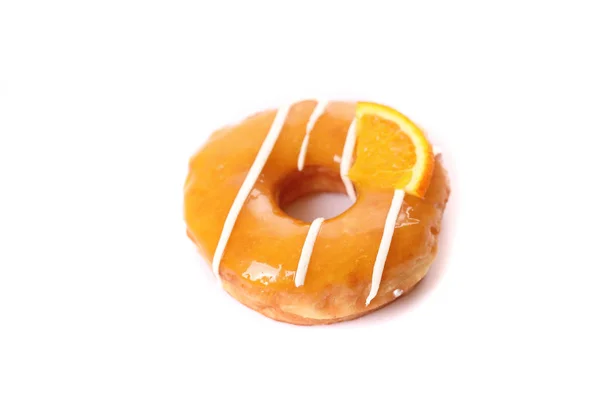 Laranja Donut Isolado Fundo Branco — Fotografia de Stock