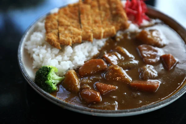 Arroz Caril Com Carne Porco Queimada Comida Japonesa — Fotografia de Stock