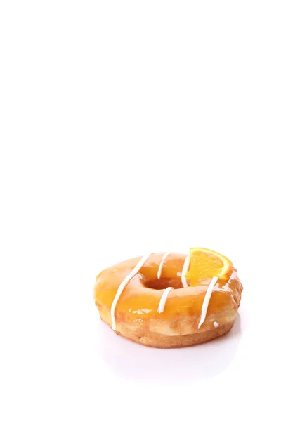 Oranje Donut Geïsoleerd Witte Achtergrond — Stockfoto