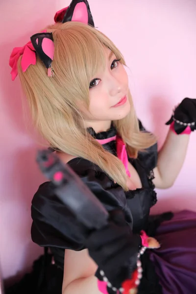 Retrato Japón Anime Cosplay Chica Tono Rosa — Foto de Stock