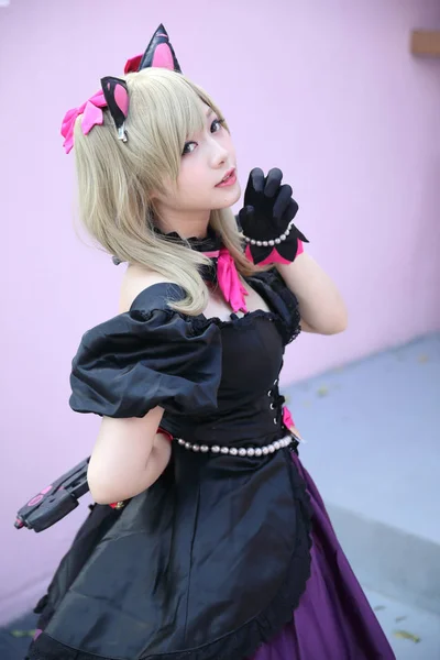 Retrato Japón Anime Cosplay Chica Tono Rosa —  Fotos de Stock