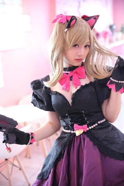 Retrato Japón Anime Cosplay Chica Tono Rosa —  Fotos de Stock