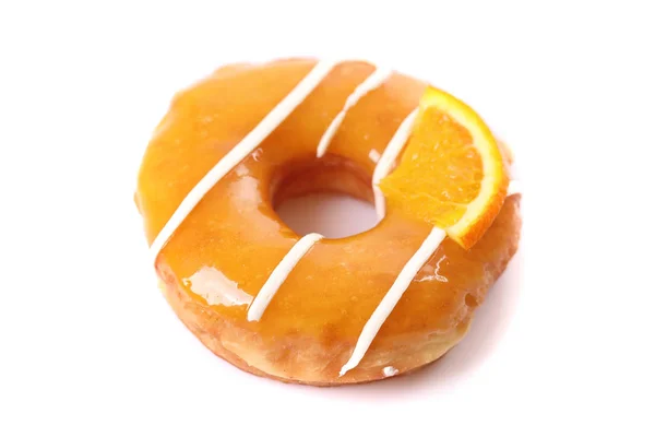 Donut Portocaliu Izolat Fundal Alb — Fotografie, imagine de stoc