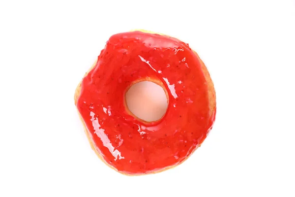Morango Donut Isolado Sobre Fundo Branco — Fotografia de Stock