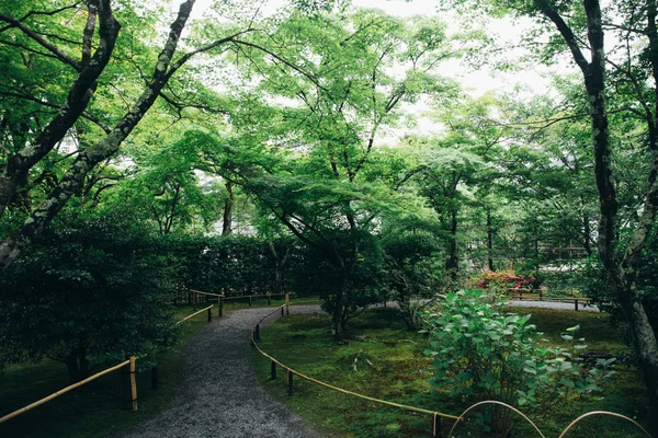 Pasarela Jardín Japonés Con Hojas Árbol Película Estilo Vintage —  Fotos de Stock