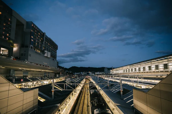 Κιότο Σιδηροδρομικό Σταθμό Στην Ανατολή Του Ηλίου — Φωτογραφία Αρχείου