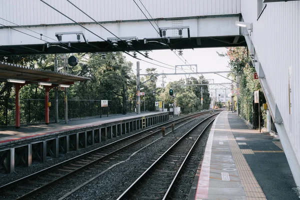 Estação Ferroviária Ferroviária Local Japonesa Estilo Vintage Filme — Fotografia de Stock