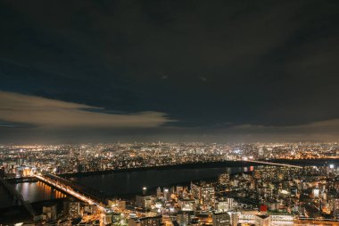 Osaka kentsel cityscape manzara arka plan alacakaranlık gece