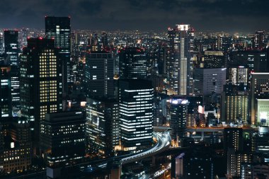Osaka kentsel cityscape manzara arka plan alacakaranlık gece