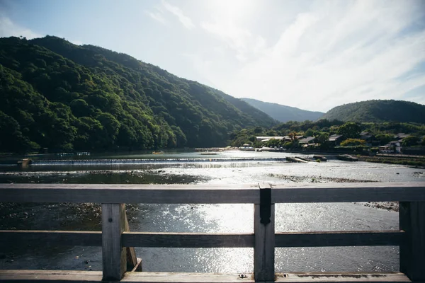 Río Hozu Con Paisaje Montañoso Arashiyama Japón — Foto de Stock