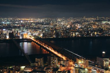 Osaka kentsel cityscape manzara arka plan alacakaranlık gece