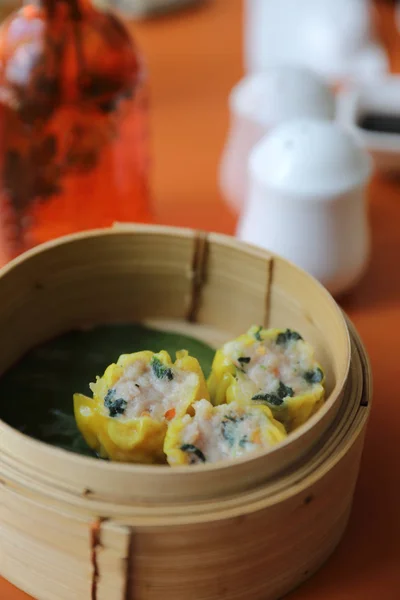 Dim Sum Cesto Legno Cibo Cinese — Foto Stock