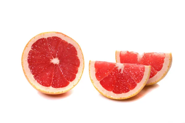 Grapefruit Gesneden Geïsoleerd Witte Achtergrond — Stockfoto