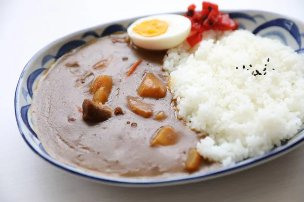 Arroz Caril Com Ovo Comida Japonesa — Fotografia de Stock