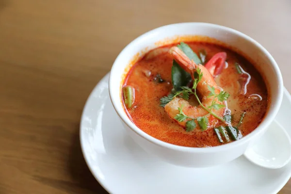 Tom Yum Polévka Thajské Tradiční Pikantní Krevety Polévka — Stock fotografie