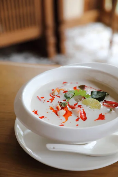 Tom Kha Gai Soup Thai Coconut Soup Spicy Sour Hot — Stock Photo, Image