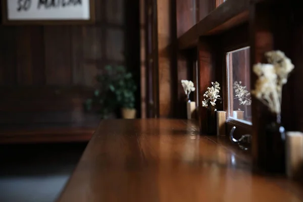 Japanese wooden cafe with chair bar and table