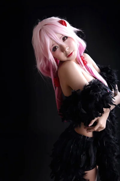 Portrait Von Japan Anime Cosplay Frau Schwarze Japanische Cosplay Schwarzen — Stockfoto