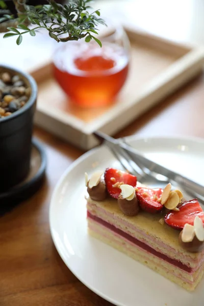 Aardbei Cake Dessert Zoete Gerechten Met Aardbei Noten Amd Taart — Stockfoto