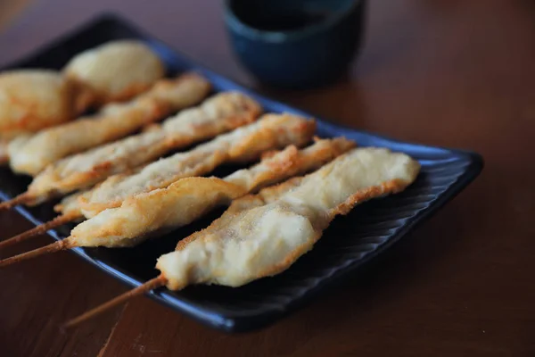 Kushikatsu Japonés Frito Sobre Mesa Madera — Foto de Stock