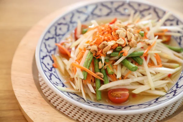 Grüner Papayasalat Oder Som Tam Thailändischen Streetfood — Stockfoto