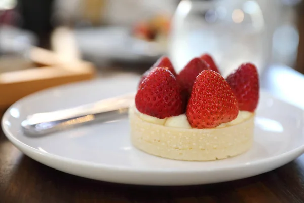 Strawberry Cheese Tart Cake Dessert Sweet Food — Stock Photo, Image