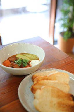 Masala curry , indian food with bread 