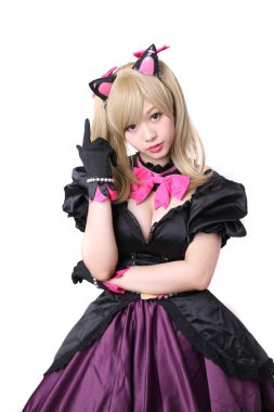 Japonya anime cosplay , beyaz izole kız cosplay portresi