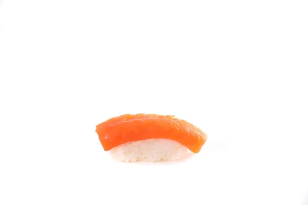 Salmón Sushi Comida Japonesa Aislada Fondo Blanco — Foto de Stock