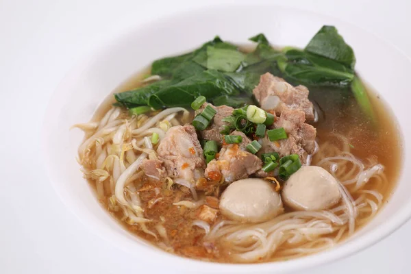 Local Thai Food Noodle Meat Ball Pork Isolated White Background — Stock Photo, Image