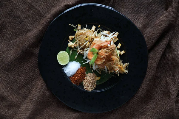 Тайская Еда Тайской Кухни Жареная Лапша Креветками — стоковое фото