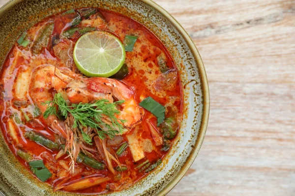 Tom Yum Soep Thaise Traditionele Voedsel Pittige Garnalen Soep — Stockfoto