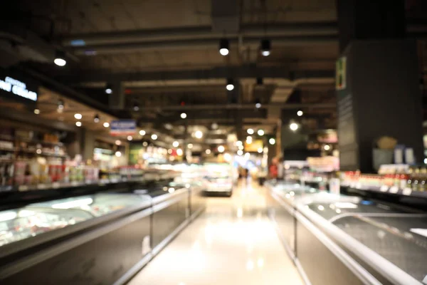 Super Marché Arrière Plan Flou Dans Nouvelle Distance Sociale Normale — Photo