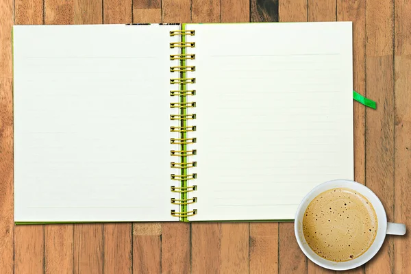 Blank book and coffee cup — Stock Photo, Image