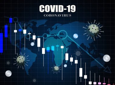 Covid19 virüs salgınından kaynaklanan düşüş eğiliminde borsa grafiği. Corona virüsü salgını ekonomiyi etkiliyor