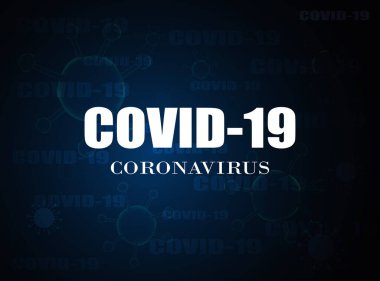 Coronavirus hastalığı COVID-19 enfeksiyonu, tıbbi vektör. Coronavirus hastalığının yeni resmi adı COVID-19, Mavi arka plan
