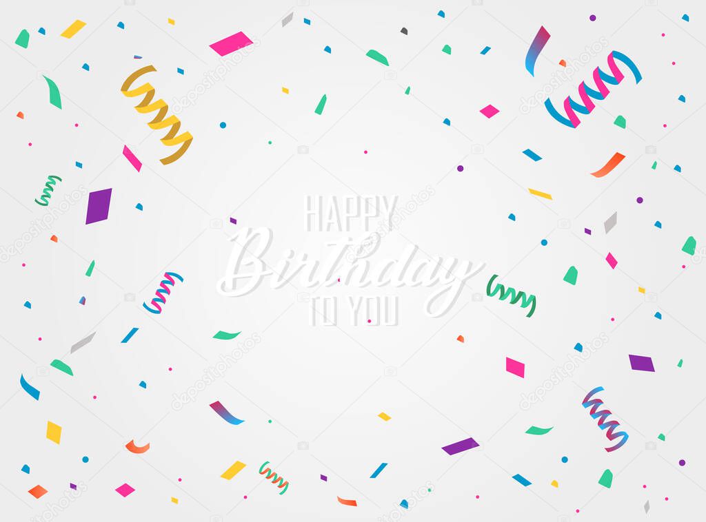 Birthday Festive background with colorful confetti. Vector illustration