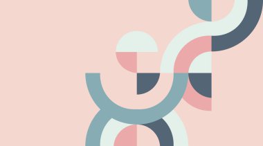 Bir dairenin dekoratif parçaları ile soyut geometrik kompozisyon. Soyut renkli geometrik izometrik arka plan, duvar kağıdı, şablon, poster, fon, kitap kapağı, broşür, broşür için kullanılabilir