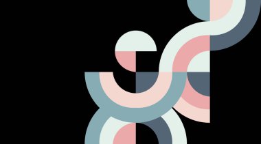 Bir dairenin dekoratif parçaları ile soyut geometrik kompozisyon. Soyut renkli geometrik izometrik arka plan, duvar kağıdı, şablon, poster, fon, kitap kapağı, broşür, broşür için kullanılabilir