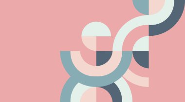 Bir dairenin dekoratif parçaları ile soyut geometrik kompozisyon. Soyut renkli geometrik izometrik arka plan, duvar kağıdı, şablon, poster, fon, kitap kapağı, broşür, broşür için kullanılabilir