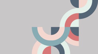 Bir dairenin dekoratif parçaları ile soyut geometrik kompozisyon. Soyut renkli geometrik izometrik arka plan, duvar kağıdı, şablon, poster, fon, kitap kapağı, broşür, broşür için kullanılabilir