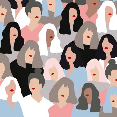 Kadın farklı yüzleri, kusursuz desen. kart, poster, el ilanı ve diğer kullanıcılar için şablon 