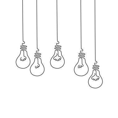 Konsept Set Ampul tasarım, Fikir işareti, çözüm, düşünme kavramı. Aydınlatma Elektrik lambası. Elektrik, parlaklık. beyaz arka plan üzerinde izole