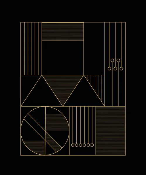 Abstract modern geometric composition. Golden geometric frame. Use for ad, poster, card, cover. Art deco