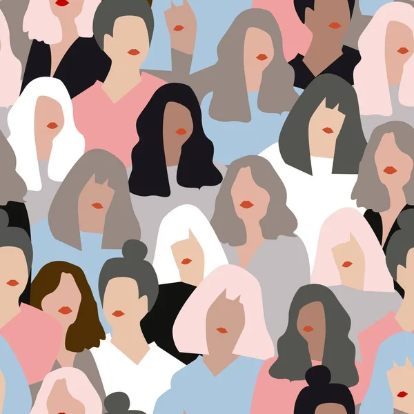 Kadın farklı yüzleri, kusursuz desen. kart, poster, el ilanı ve diğer kullanıcılar için şablon 